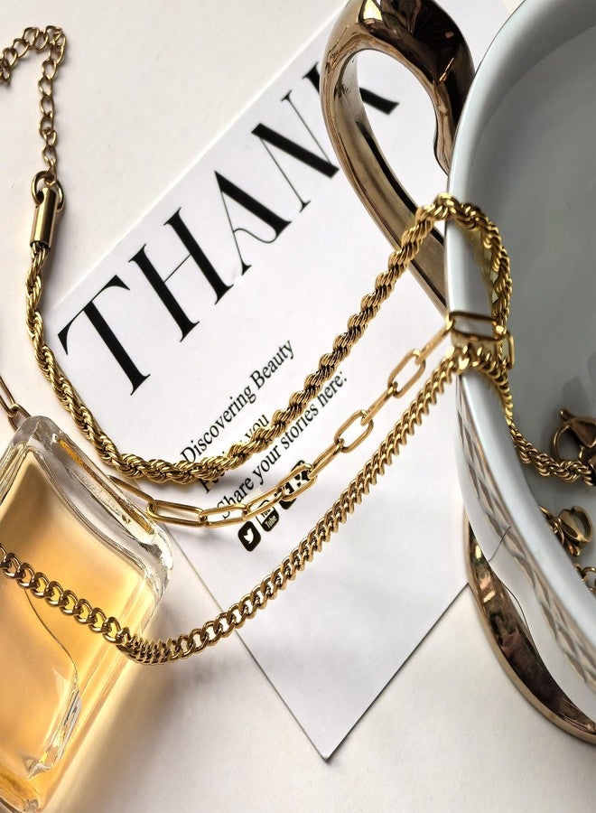 Kueroami Waterproof Gold Ankle Bracelets for Women - Dainty Gold Plated Anklets Layered Cuban Link Chain Cute Anklets Beach Nightclub Christian Choker Jewelry Gift for Women - Image 3